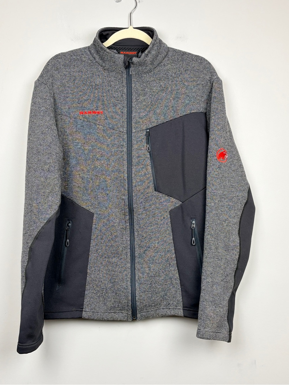 Mammut Stoney ML Wool Jacket Men’s Large Gray Black Full Zip Performance Fleece